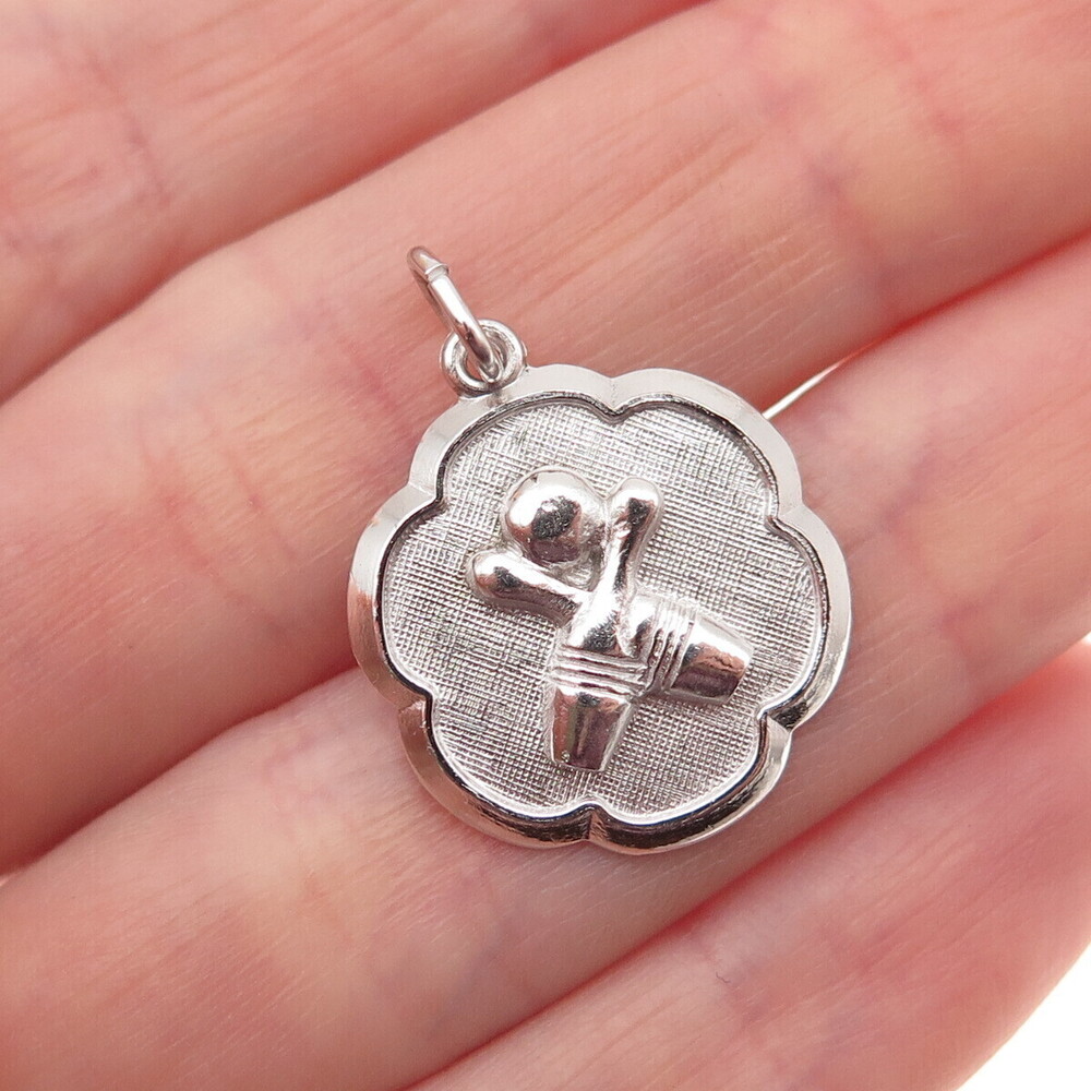 925 Sterling Silver Vintage Bowling Ball & Pins Mini Charm Pendant